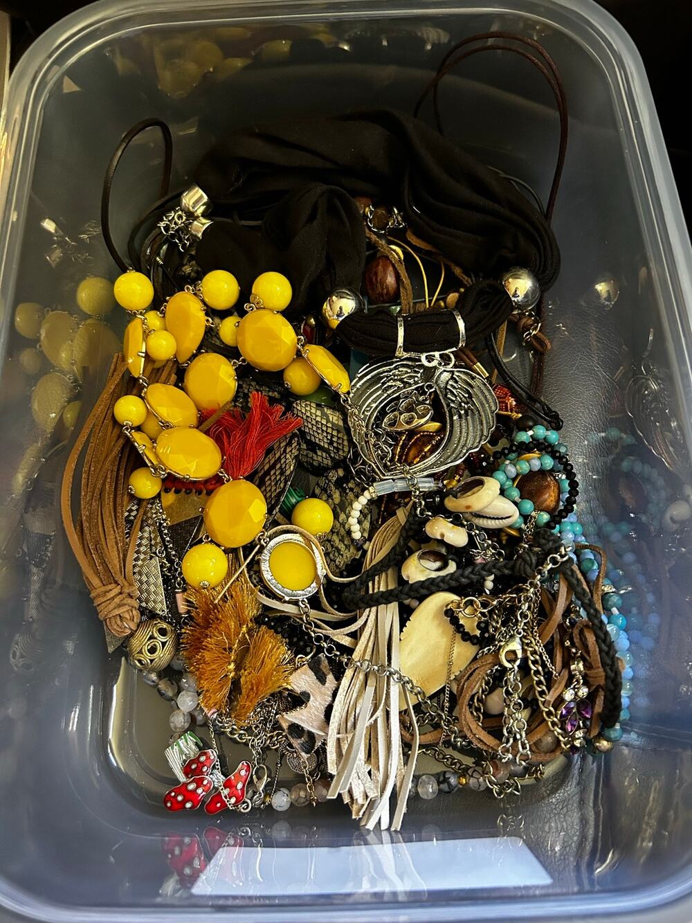2 lb Wearable Necklaces Lot Mixed Vintage & Modern Bead Metal Leather Jewelry